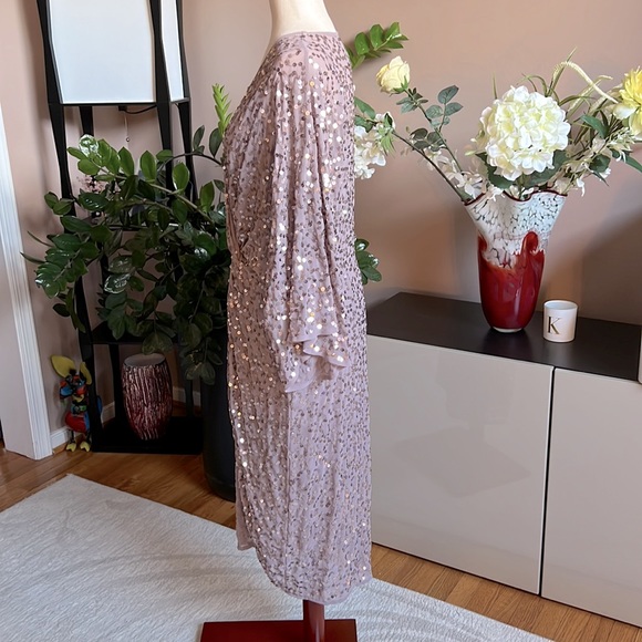 ASOS Design Kimono Plunge Embellished Midi Dress in Purple - Picture 2 of 8